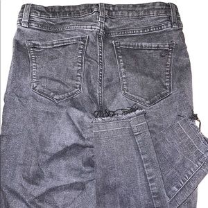 Black distressed straight leg jeans